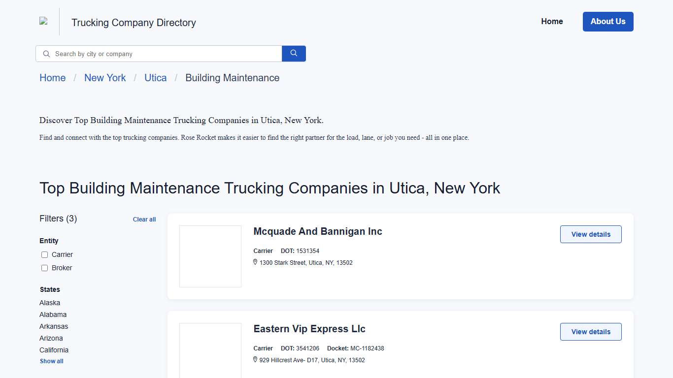 Top Building Maintenance Trucking Companies in Utica, New York