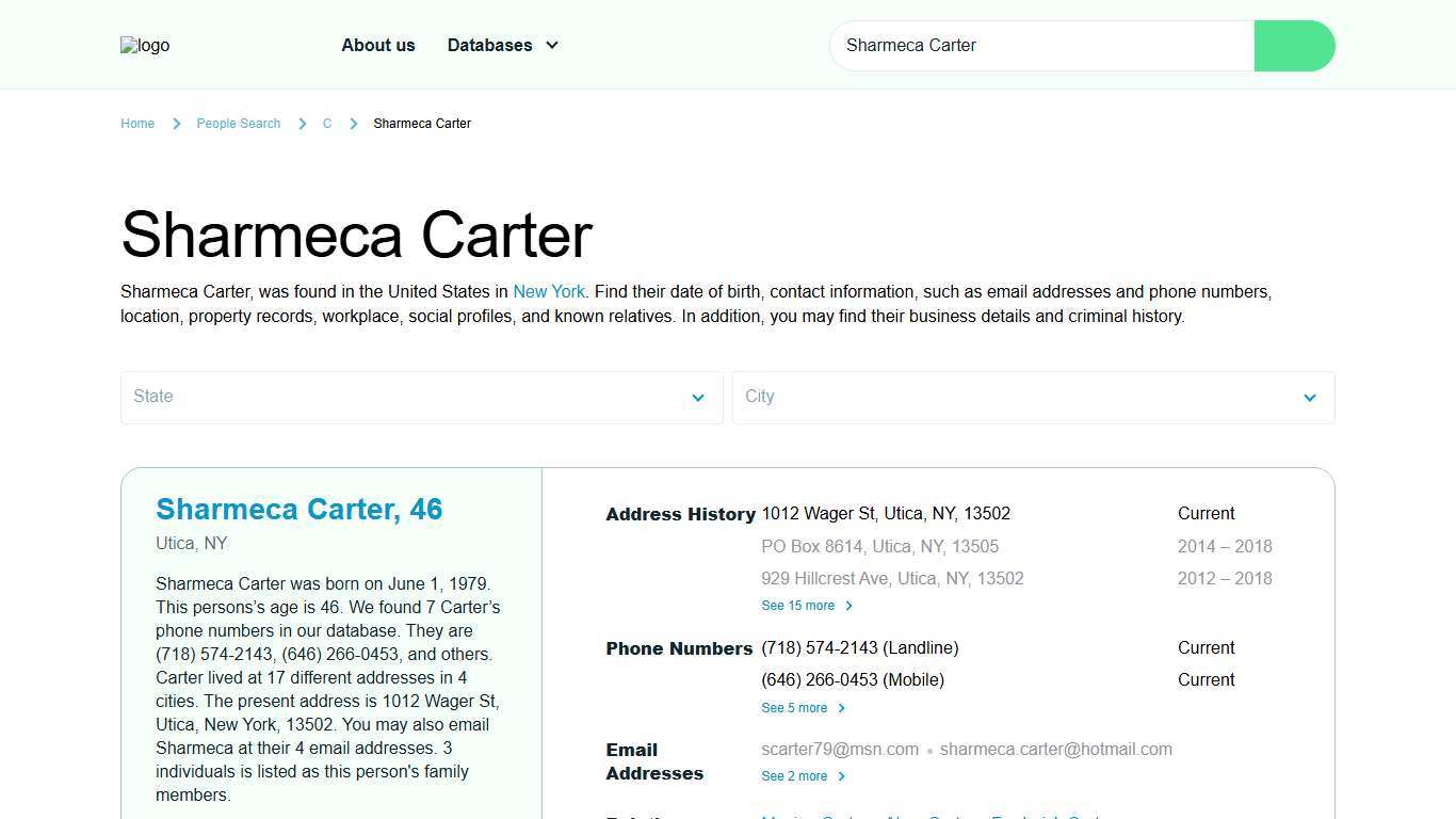 Find Sharmeca Carter – Phone Number, Home Address & More NPD Free Person Search